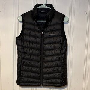 Marmot women’s size small zip up goose down minimalist Black Puffer Vest